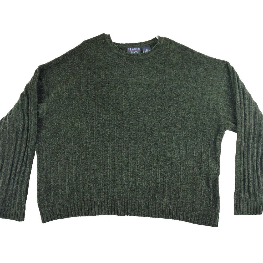 Vintage Trader Bay Men's Dark Green‎ Ribbed Knit Acrylic Sweater XXL